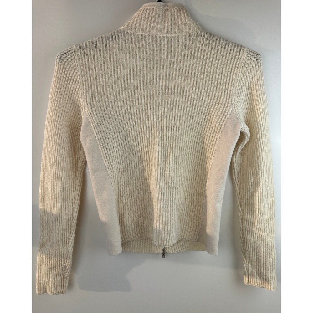 Brunello Cucinelli Cashmere Ribbed Full Zip Cardigan Cream Small Quiet Luxury - Picture 14 of 16